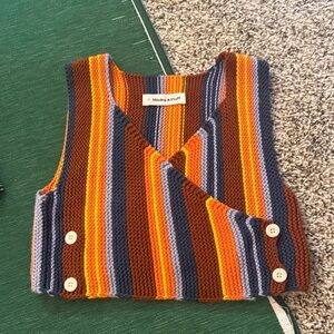 Misha and Puff Colorful Striped Knit Vest, 4T